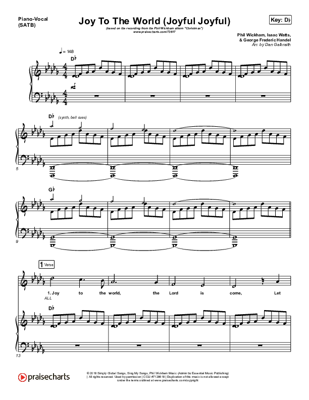 Joy To The World (Joyful Joyful) Piano/Vocal (SATB) (Phil Wickham)