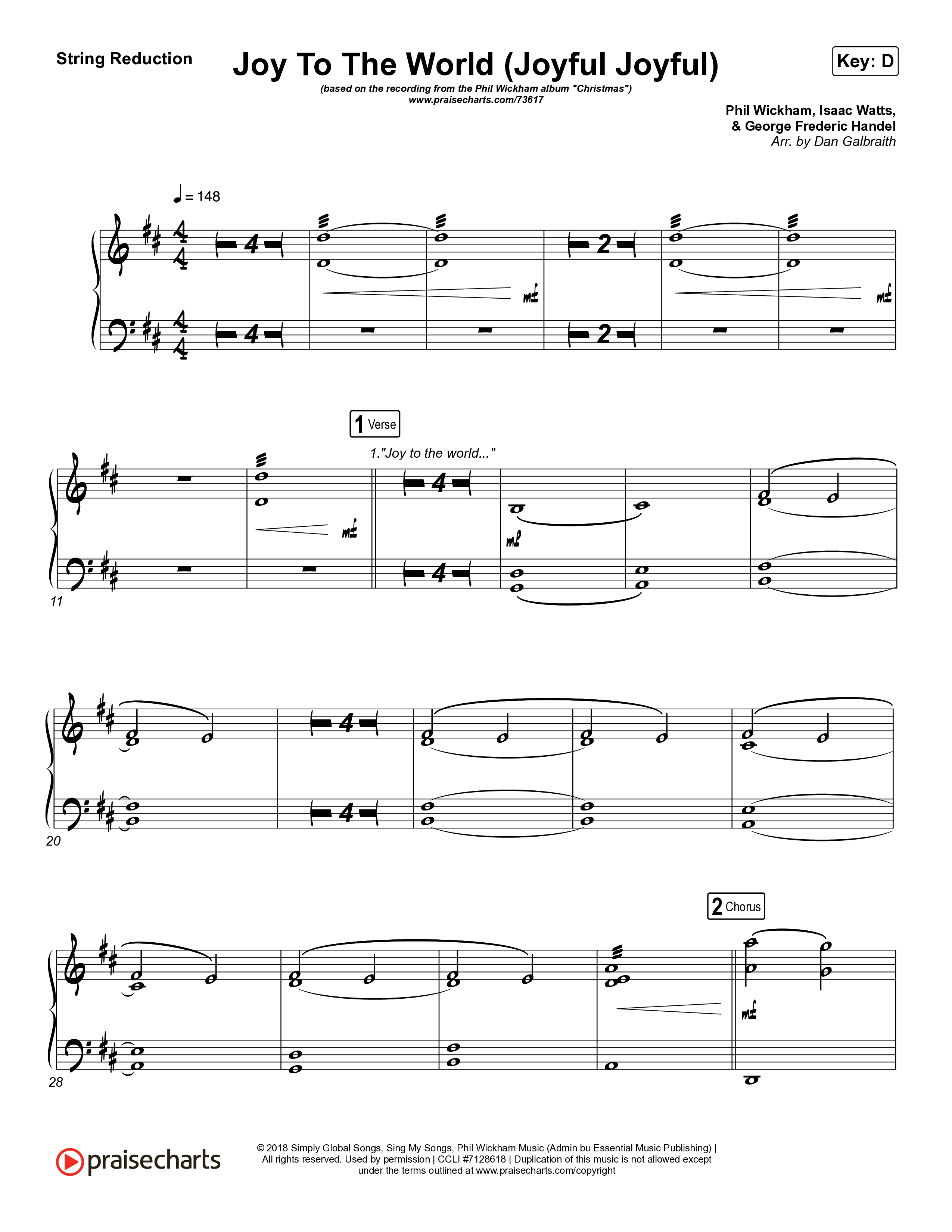 Joy To The World (Joyful Joyful) String Reduction (Phil Wickham)