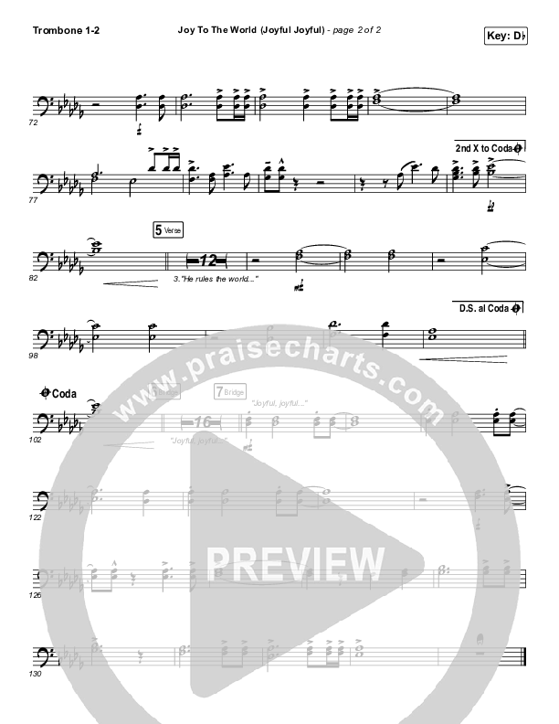 Joy To The World (Joyful Joyful) Trombone 1/2 (Phil Wickham)
