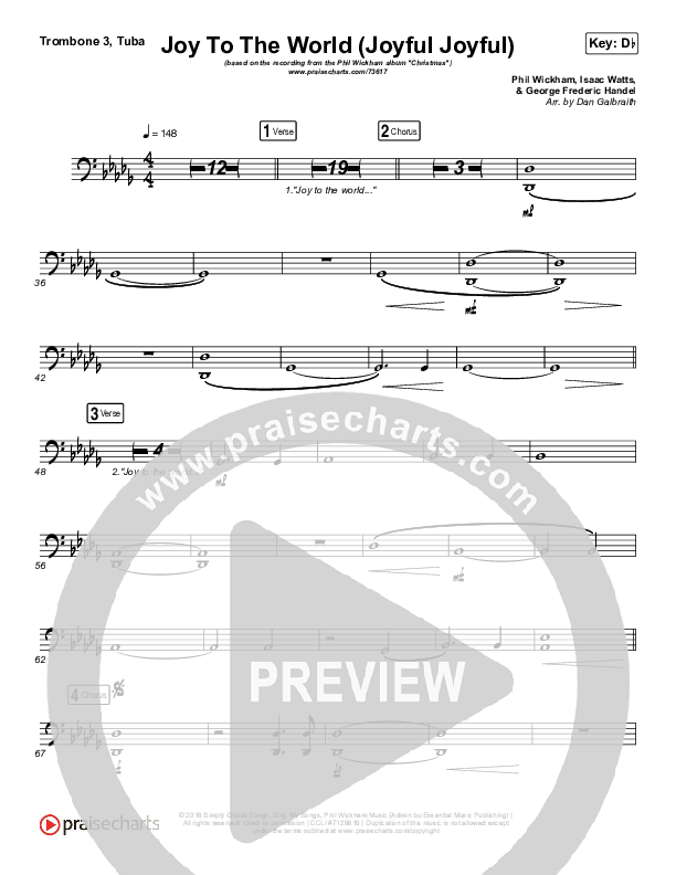 Joy To The World (Joyful Joyful) Trombone 3/Tuba (Phil Wickham)