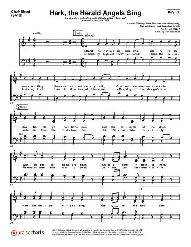 Hark The Herald Angels Sing Choir Sheet (SATB) (Phil Wickham)