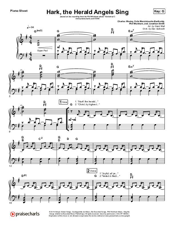 Hark The Herald Angels Sing Piano Sheet (Phil Wickham)