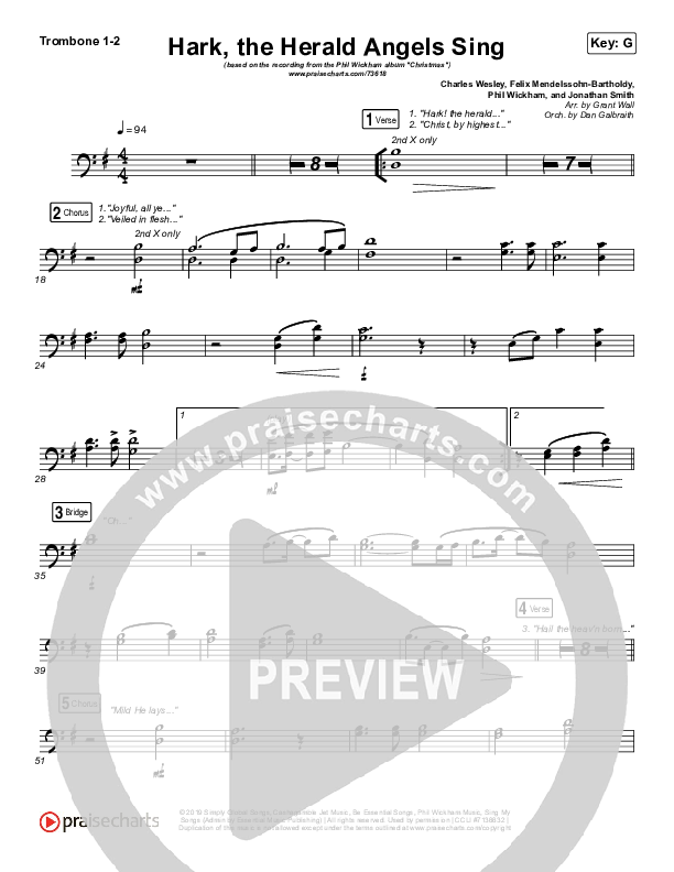 Hark The Herald Angels Sing Trombone 1/2 (Phil Wickham)