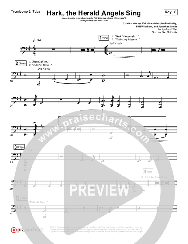 Hark The Herald Angels Sing Trombone 3/Tuba (Phil Wickham)