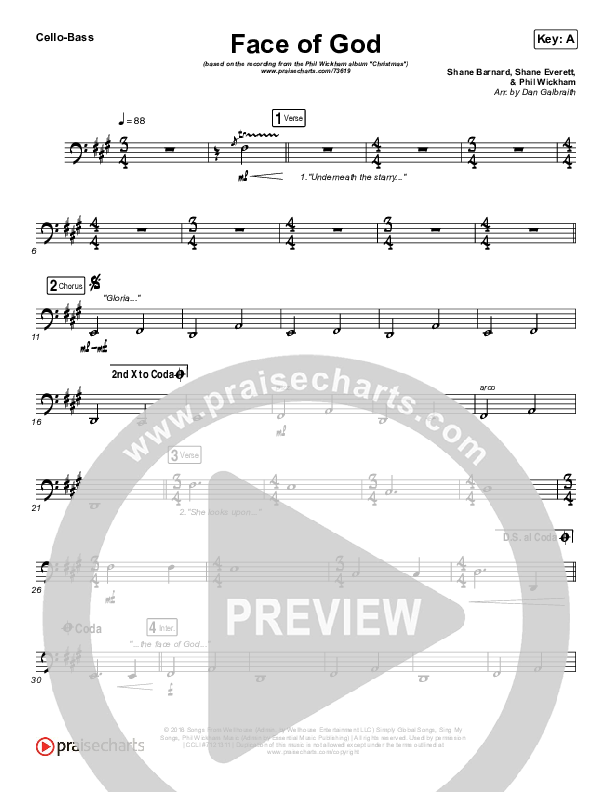 Face Of God Cello/Bass (Phil Wickham)