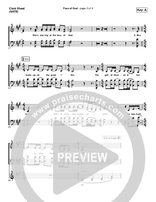 Face Of God Choir Sheet (SATB) (Phil Wickham)
