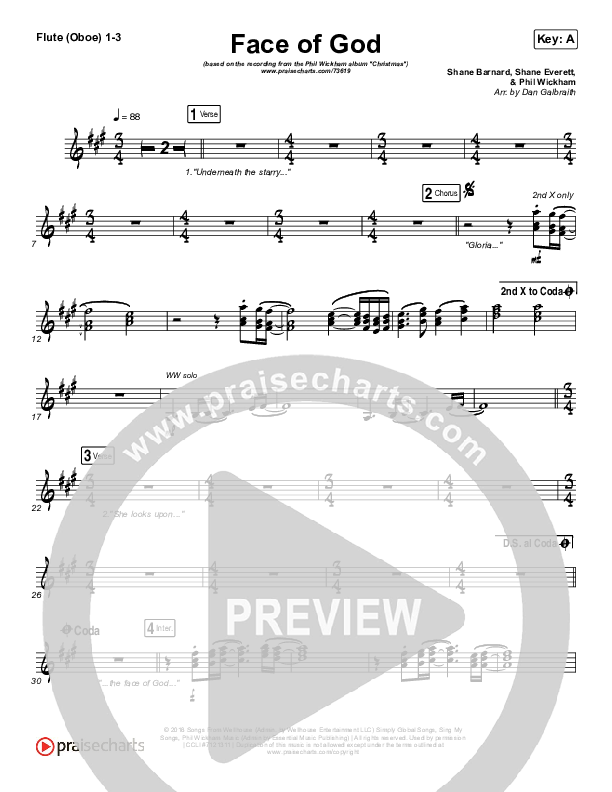 Face Of God Flute/Oboe 1/2/3 (Phil Wickham)