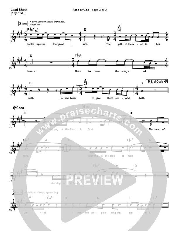 Face Of God Lead Sheet (Melody) (Phil Wickham)