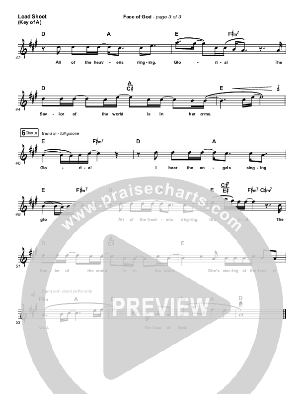 Face Of God Lead Sheet (Melody) (Phil Wickham)