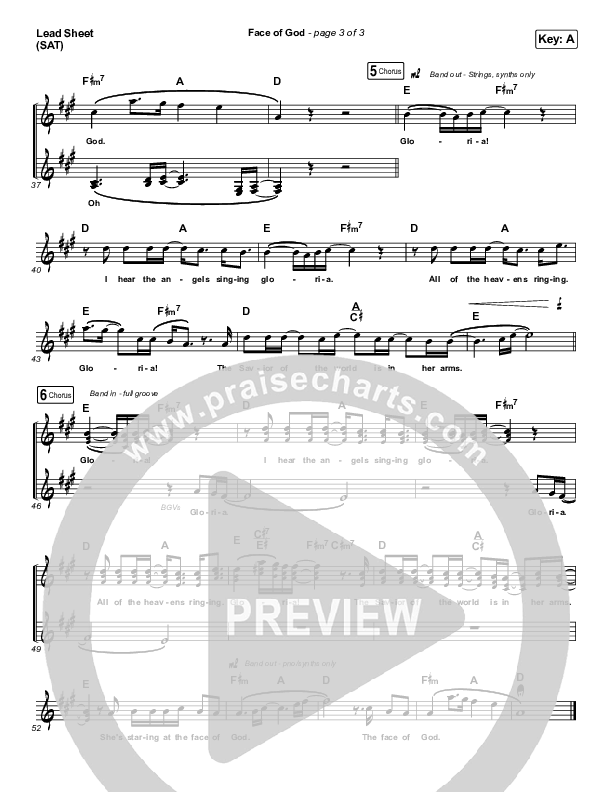 Face Of God Lead Sheet (SAT) (Phil Wickham)
