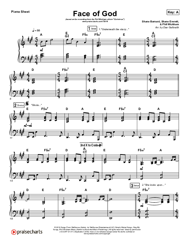 Face Of God Piano Sheet (Phil Wickham)