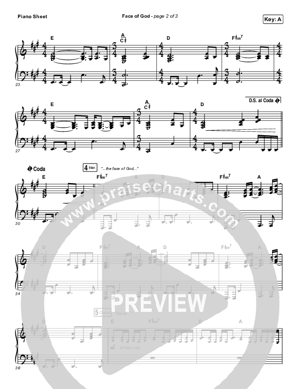 Face Of God Piano Sheet (Phil Wickham)