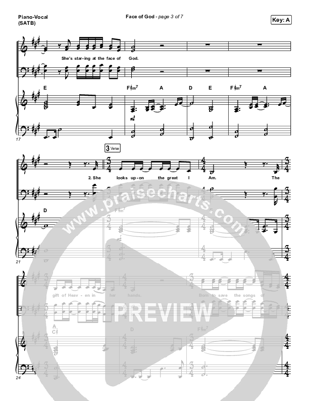 Face Of God Piano/Vocal (SATB) (Phil Wickham)