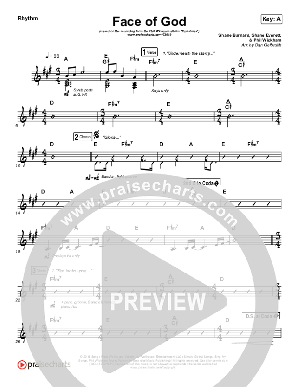 Face Of God Rhythm Chart (Phil Wickham)