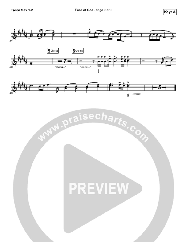 Face Of God Tenor Sax 1/2 (Phil Wickham)