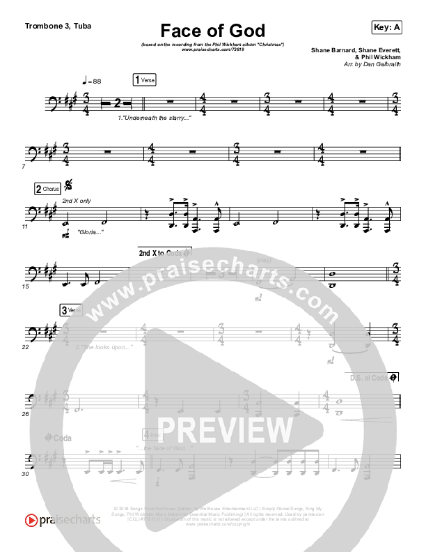 Face Of God Trombone 3/Tuba (Phil Wickham)