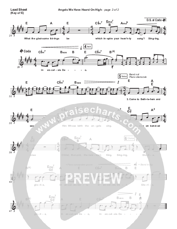 Angels We Have Heard On High Lead Sheet (Melody) (Phil Wickham)