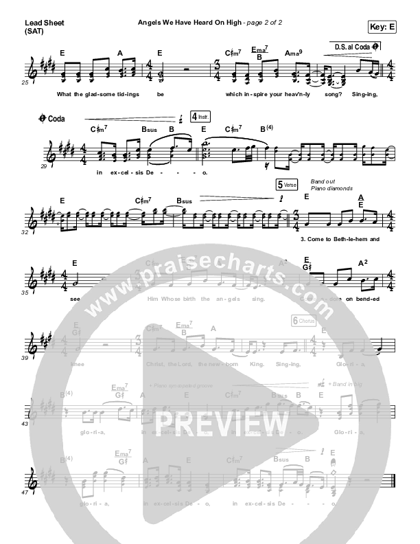 Angels We Have Heard On High Lead Sheet (SAT) (Phil Wickham)