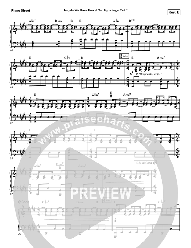 Angels We Have Heard On High Piano Sheet (Phil Wickham)