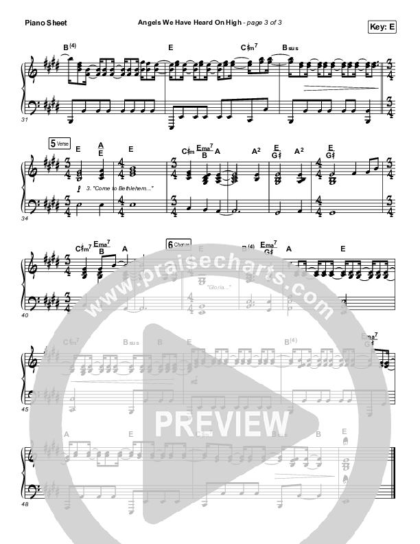 Angels We Have Heard On High Piano Sheet (Phil Wickham)