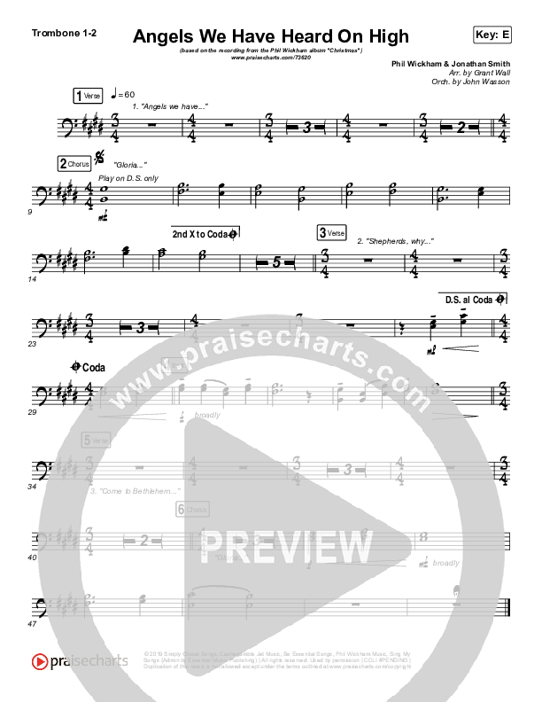 Angels We Have Heard On High Trombone 1/2 (Phil Wickham)