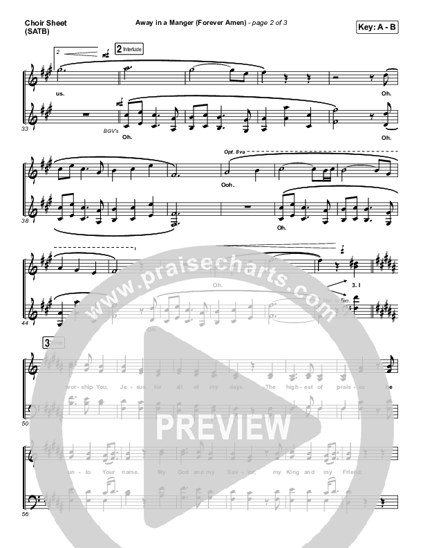 Away In A Manger (Forever Amen) Choir Sheet (SATB) (Phil Wickham)