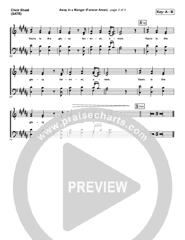 Away In A Manger (Forever Amen) Choir Sheet (SATB) (Phil Wickham)