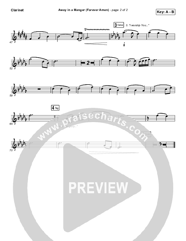 Away In A Manger (Forever Amen) Clarinet (Phil Wickham)