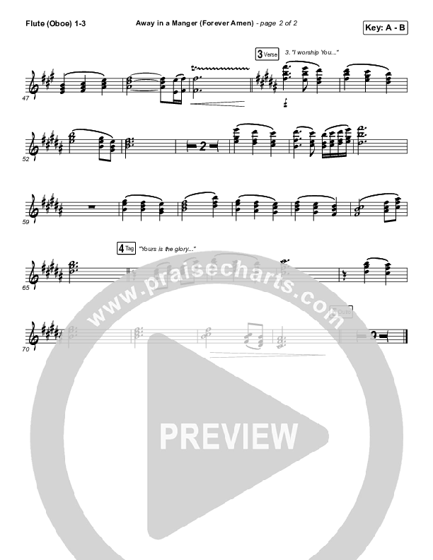 Away In A Manger (Forever Amen) Flute/Oboe 1/2/3 (Phil Wickham)