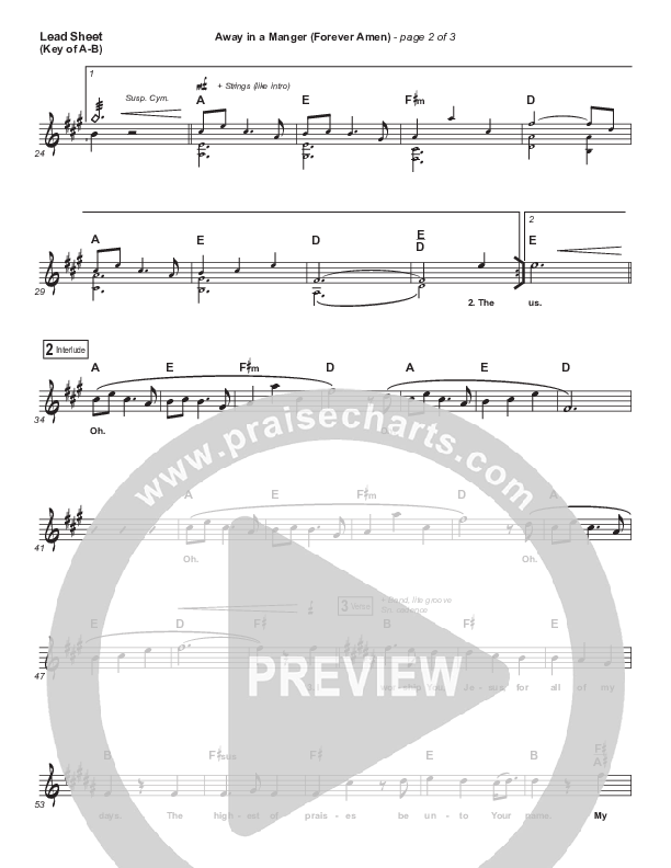 Away In A Manger (Forever Amen) Lead Sheet (Melody) (Phil Wickham)