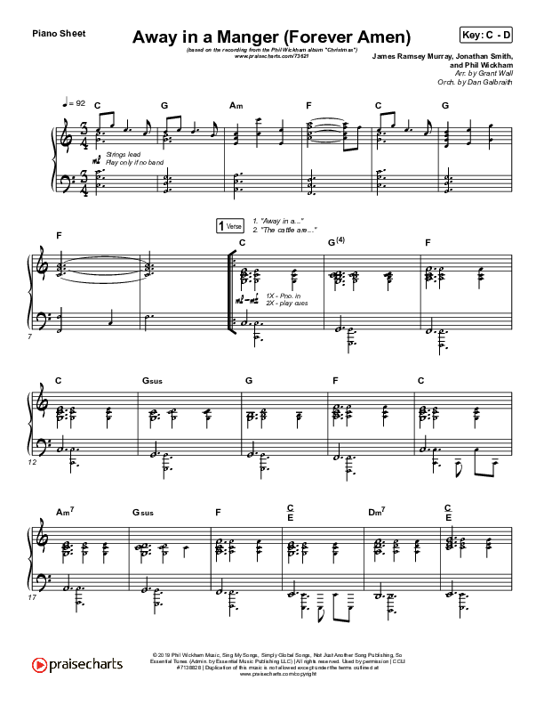 Away In A Manger (Forever Amen) Piano Sheet (Phil Wickham)