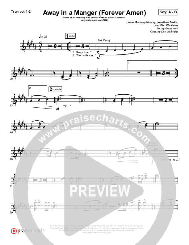 Away In A Manger (Forever Amen) Trumpet 1,2 (Phil Wickham)