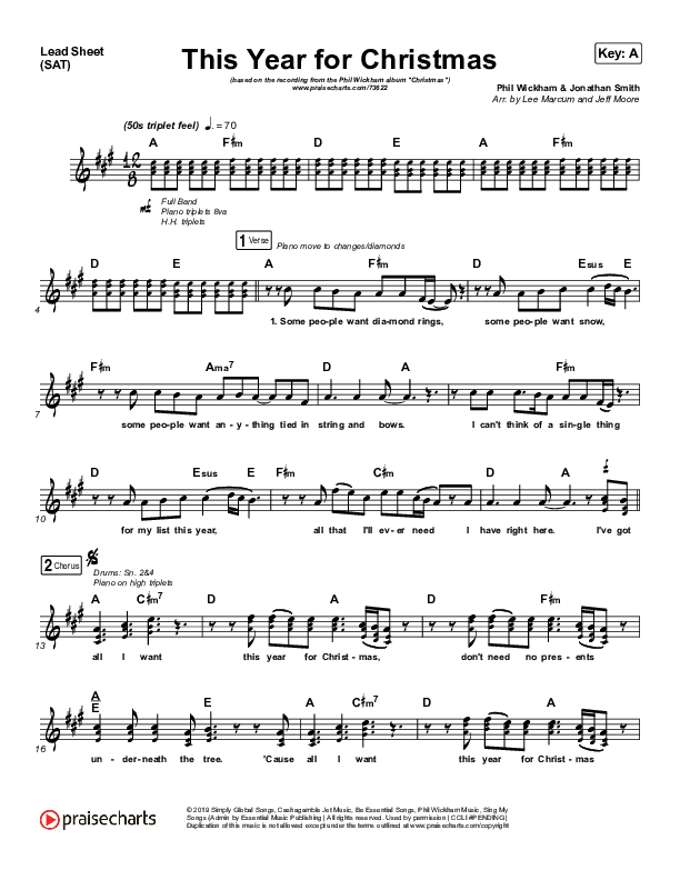 This Year For Christmas Lead Sheet (SAT) (Phil Wickham)
