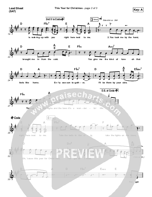 This Year For Christmas Lead Sheet (SAT) (Phil Wickham)