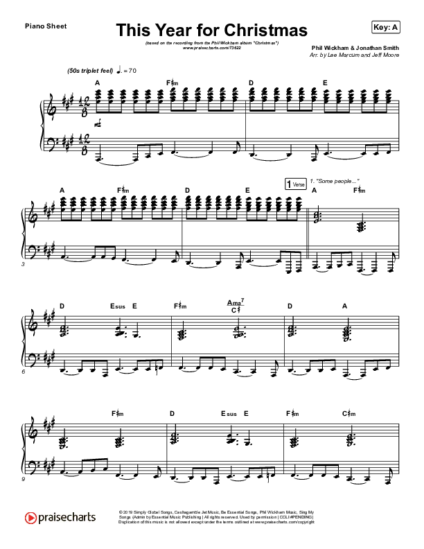 This Year For Christmas Piano Sheet (Phil Wickham)