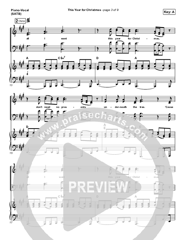 This Year For Christmas Piano/Vocal (SATB) (Phil Wickham)