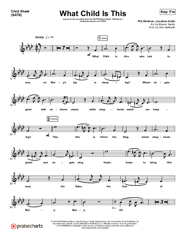 What Child Is This Choir Sheet (SATB) (Phil Wickham)