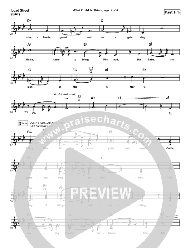What Child Is This Lead Sheet (SAT) (Phil Wickham)