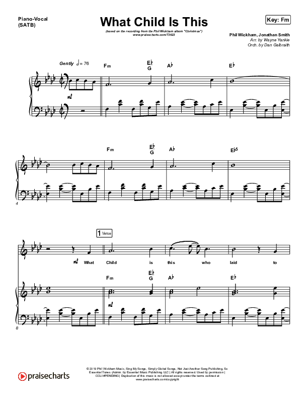What Child Is This Piano/Vocal (SATB) (Phil Wickham)