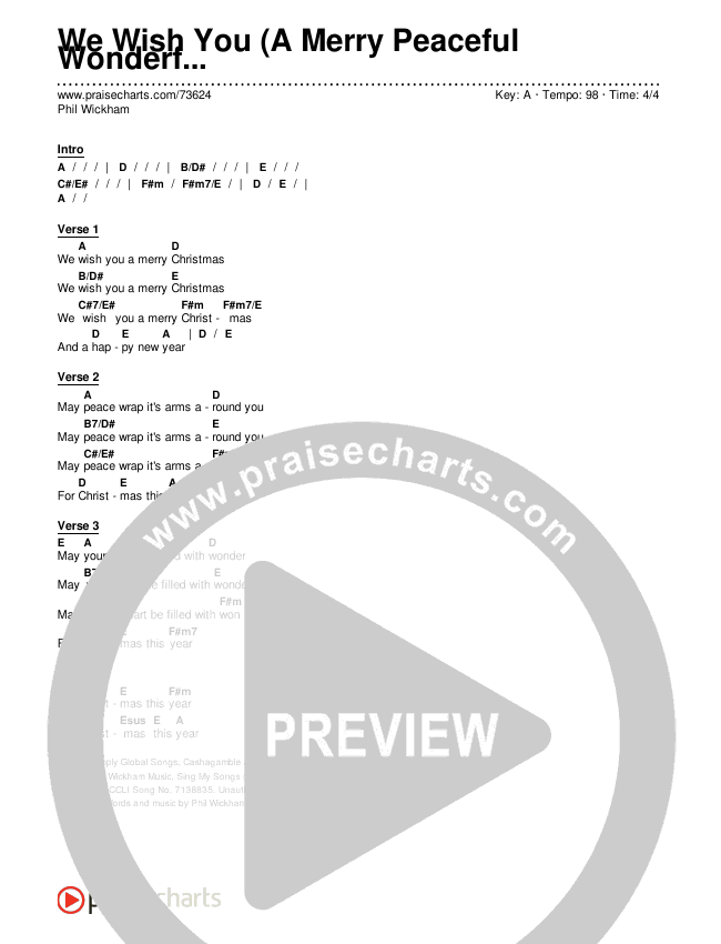 We Wish You (A Merry Peaceful Wonderful Christmas) Chords & Lyrics (Phil Wickham)