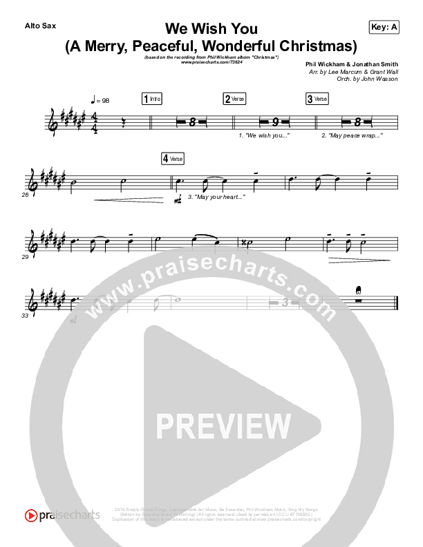 We Wish You (A Merry Peaceful Wonderful Christmas) Alto Sax (Phil Wickham)