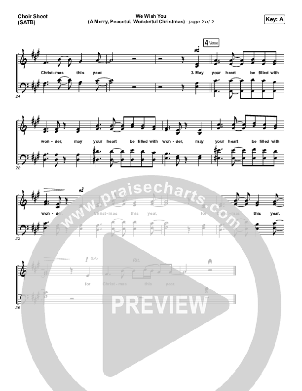 We Wish You (A Merry Peaceful Wonderful Christmas) Choir Sheet (SATB) (Phil Wickham)