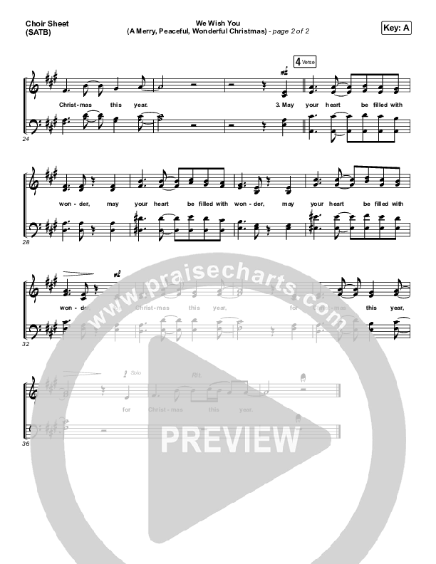 We Wish You (A Merry Peaceful Wonderful Christmas) Choir Vocals (SATB) (Phil Wickham)