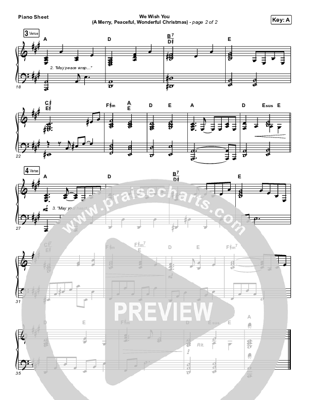 We Wish You (A Merry Peaceful Wonderful Christmas) Piano Sheet (Phil Wickham)