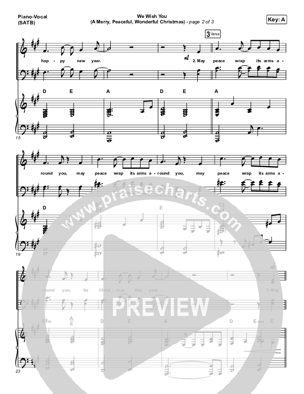 We Wish You (A Merry Peaceful Wonderful Christmas) Piano/Vocal (SATB) (Phil Wickham)