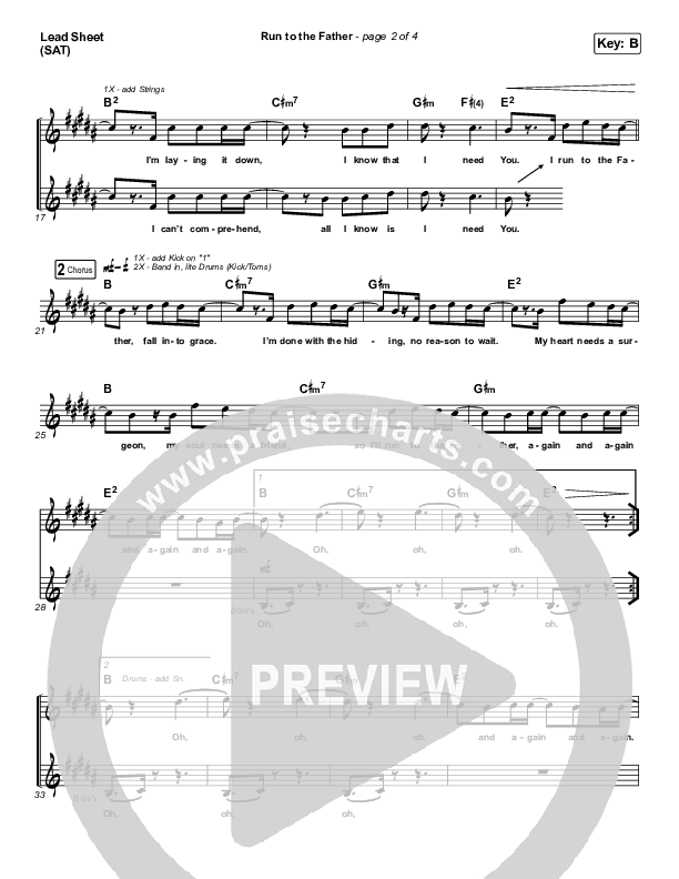 Run To The Father Lead Sheet (SAT) (Matt Maher)