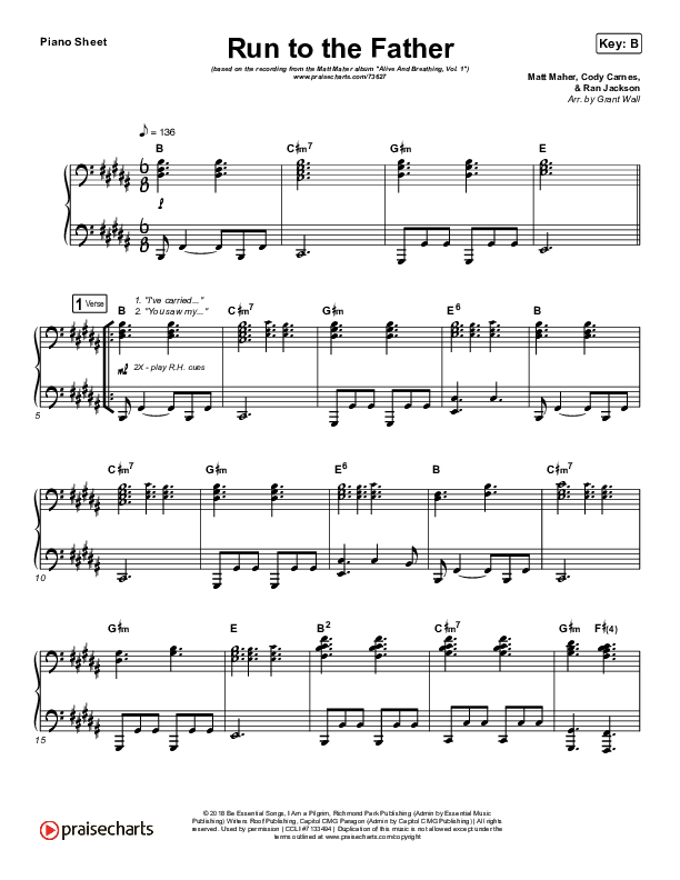Run To The Father Piano Sheet (Matt Maher)