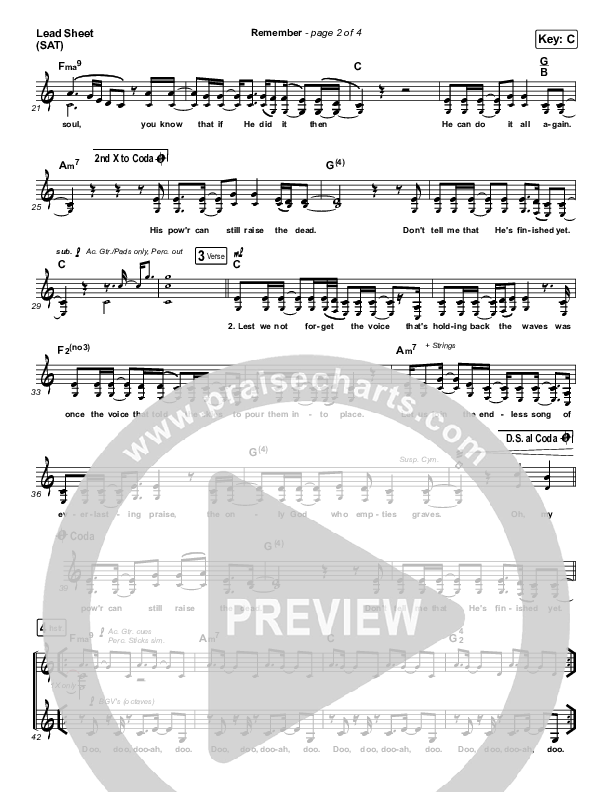 Remember Lead Sheet (SAT) (Bryan & Katie Torwalt)