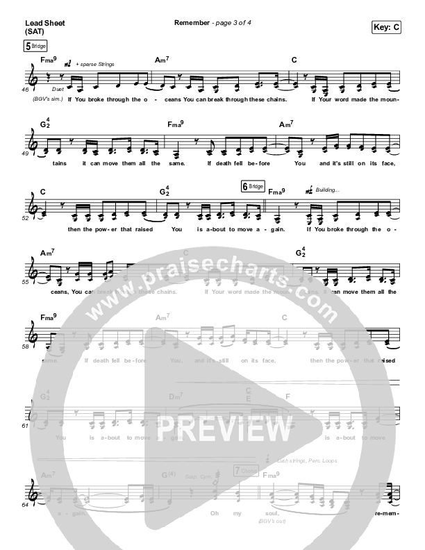 Remember Lead Sheet (SAT) (Bryan & Katie Torwalt)