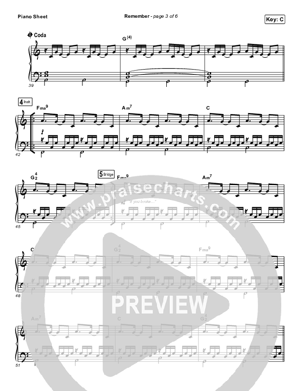 Remember Piano Sheet (Bryan & Katie Torwalt)